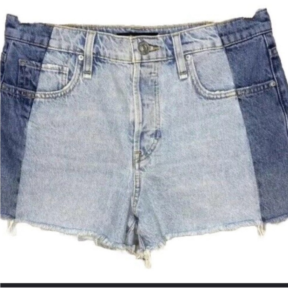 Hudson Lori Denim Shorts Bold Blue Two Tone Button Fly Size 28 - Picture 5 of 8